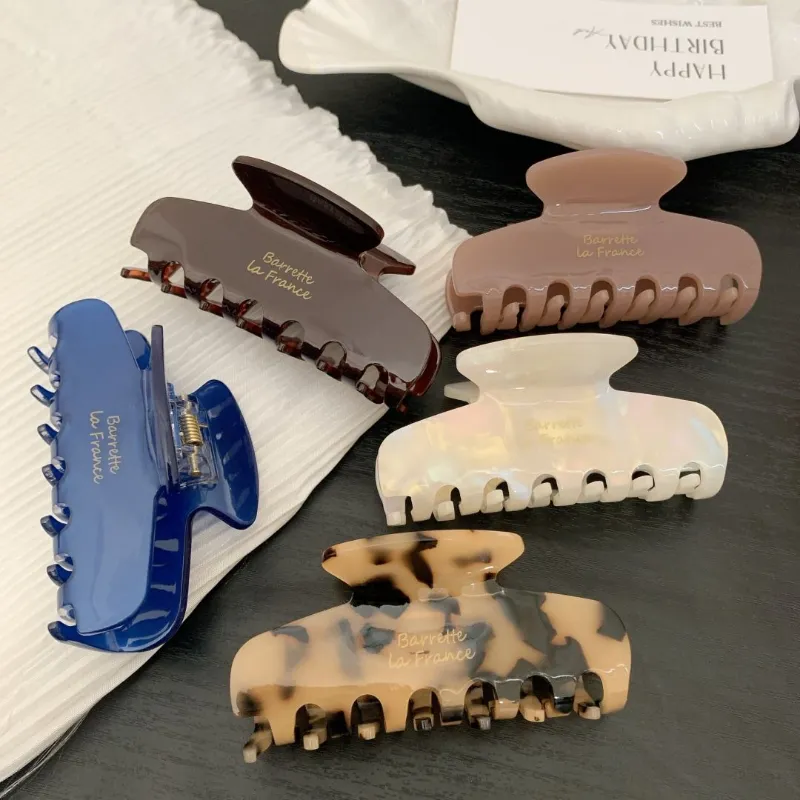 Custom Logo 8.3CM French Retro Cellulose Acetate Shark Hair Claw Clip